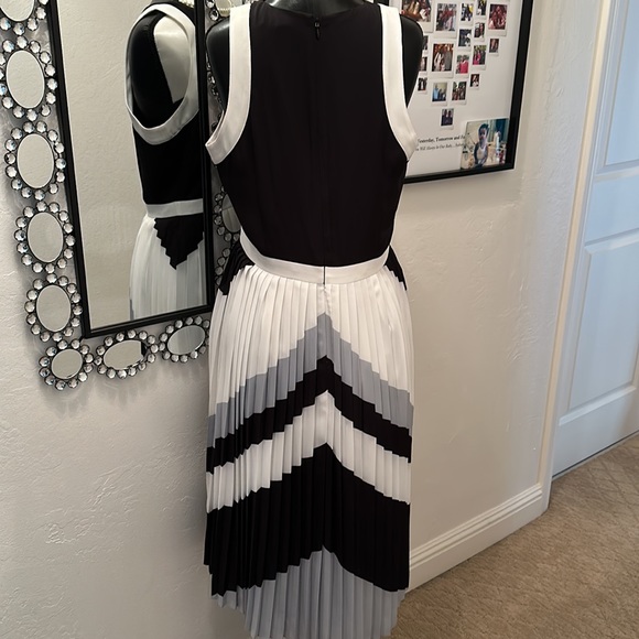 Banana Republic, white, black, and gray dress with pleats - Picture 4 of 5